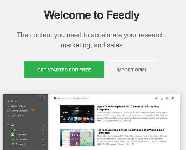 content marketing tools - feedly