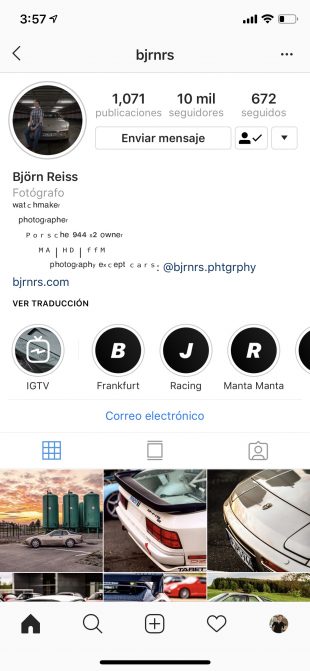 Профиль Instagram в Instagram, выравнивание по центру