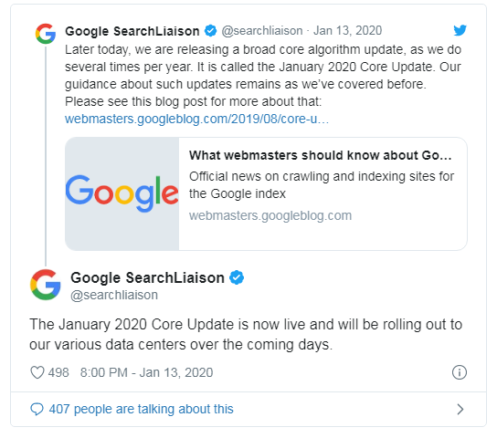 Анонс обновления основного поискового алгоритма от гугл