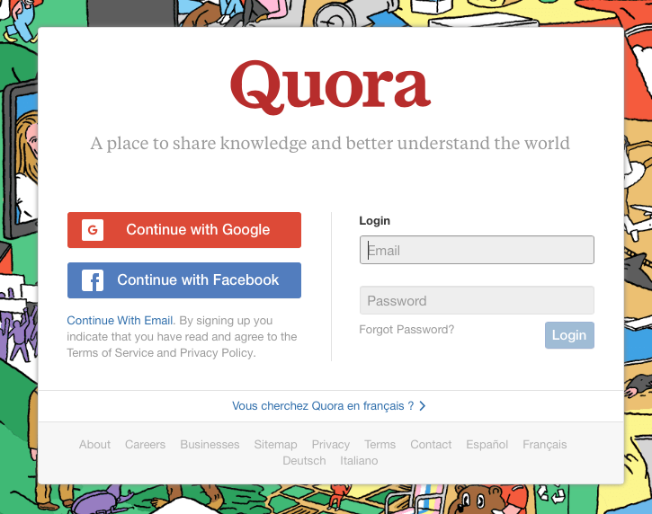 Интерфейс Quora.