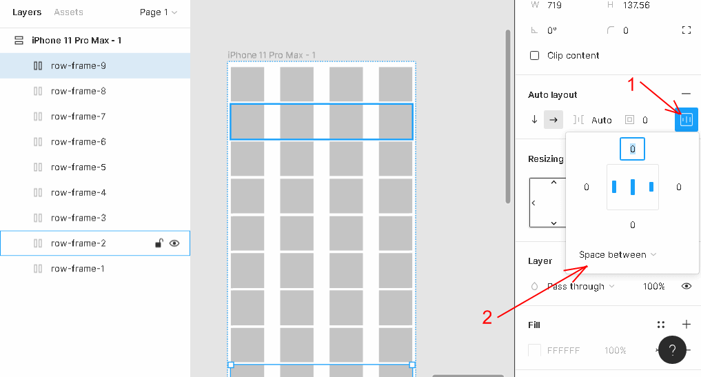 Свойство space between в figma